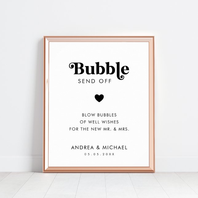 Simple Retro Heart Bubble Send Off Wedding Sign (Creator Uploaded)