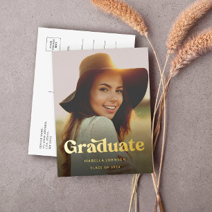 Simple Retro High School Graduation Foil Invitation Postcard