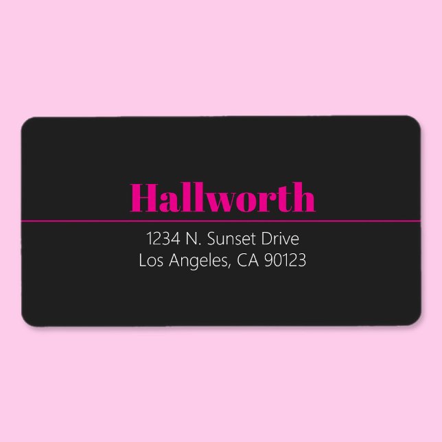 Simple Retro-Modern Pink & Off Black Address  Label (Creator Uploaded)
