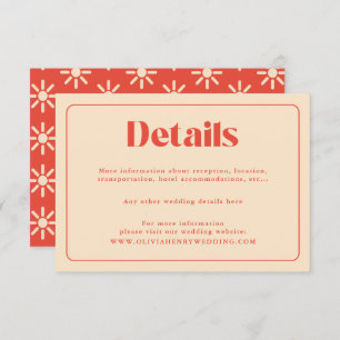 Simple Retro Modern Wedding Details Enclosure Card