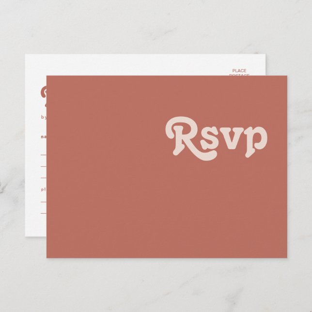 Simple Retro Old Rose Menu Choice RSVP Postcard (Front/Back)