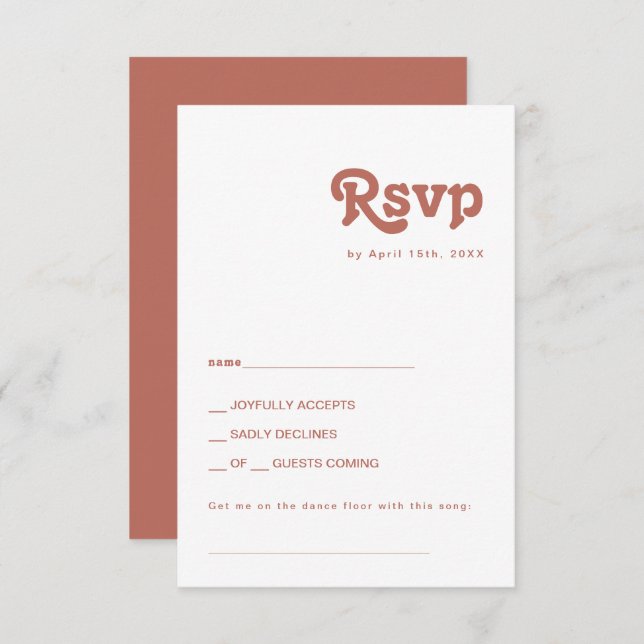 Simple Retro | Old Rose Song Request RSVP Card (Front/Back)