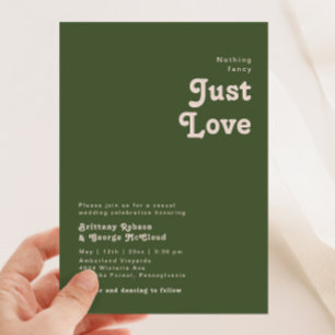 Simple Retro   Olive Green Nothing Fancy Wedding Invitation