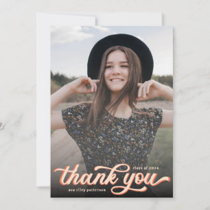 Simple Retro Photo Graduation Thank You  Card
