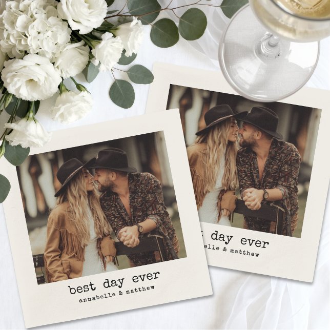 Simple Retro Photo Wedding Napkin (Simple Retro Photo Wedding Napkins)