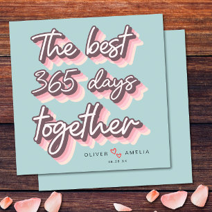 Simple Retro Pink Pastel 1st Wedding Anniversary Card