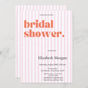 Simple Retro Pink Stripes Bridal Shower Invitation
