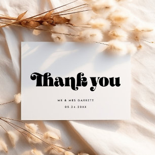 Simple retro script wedding Thank You card