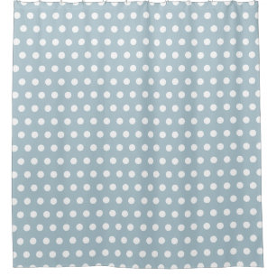 Simple Retro Small white polka dots on pastel blue Shower Curtain