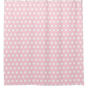 Simple Retro Small white polka dots on pastel pink Shower Curtain