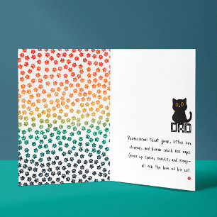 Simple Retro Sunset Cat Paws Funny Black Cat Dad Card