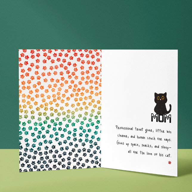 Simple Retro Sunset Cat Paws Funny Black Cat Mum Card (Creator Uploaded)