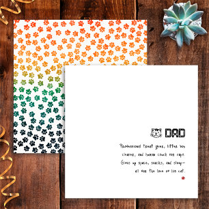 Simple Retro Sunset Cat Paws Funny Cat Dad Card