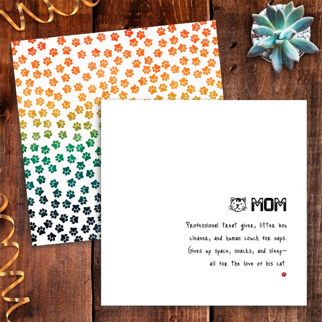 Simple Retro Sunset Cat Paws Funny Cat Mum Card (Creator Uploaded)