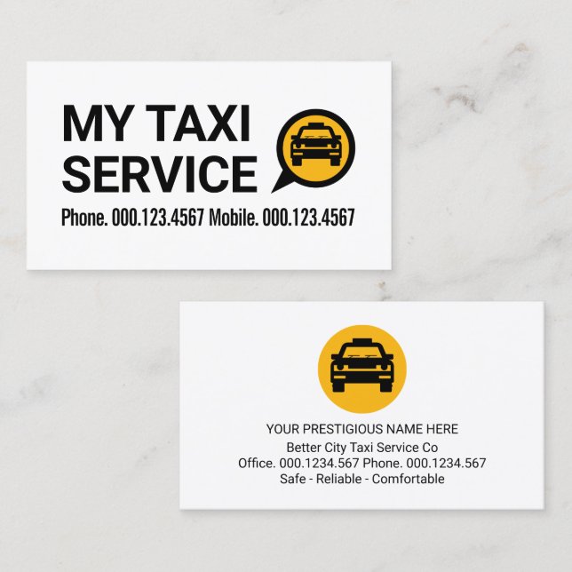 Simple Retro Taxi Cab Driver Business Card (Front/Back)