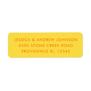 Simple Retro Unique Orange Yellow Return Address  Label