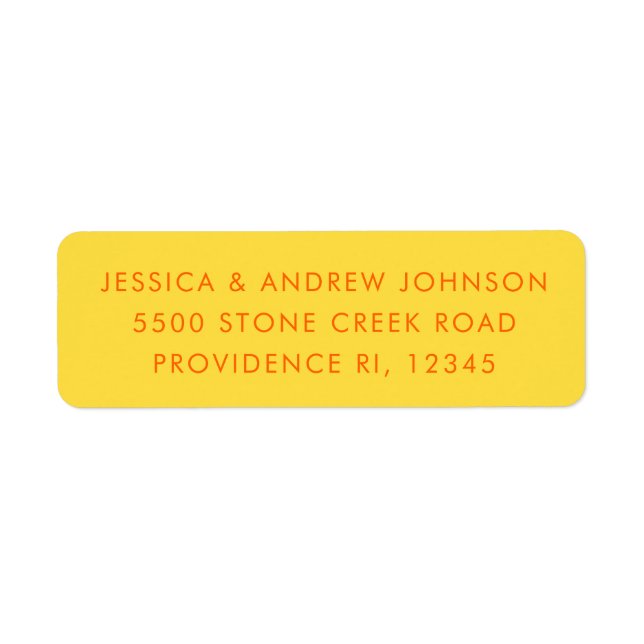 Simple Retro Unique Orange Yellow Return Address  Label (Front)