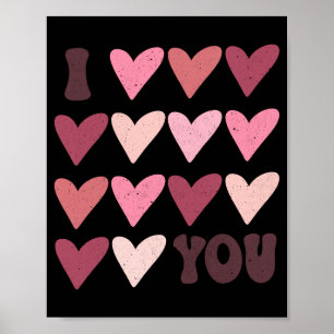 Simple Retro Valentines Day Hearts Pink Modern T S Poster