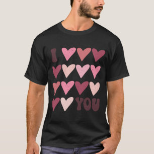 Simple Retro Valentines Day Hearts Pink Modern T S T-Shirt