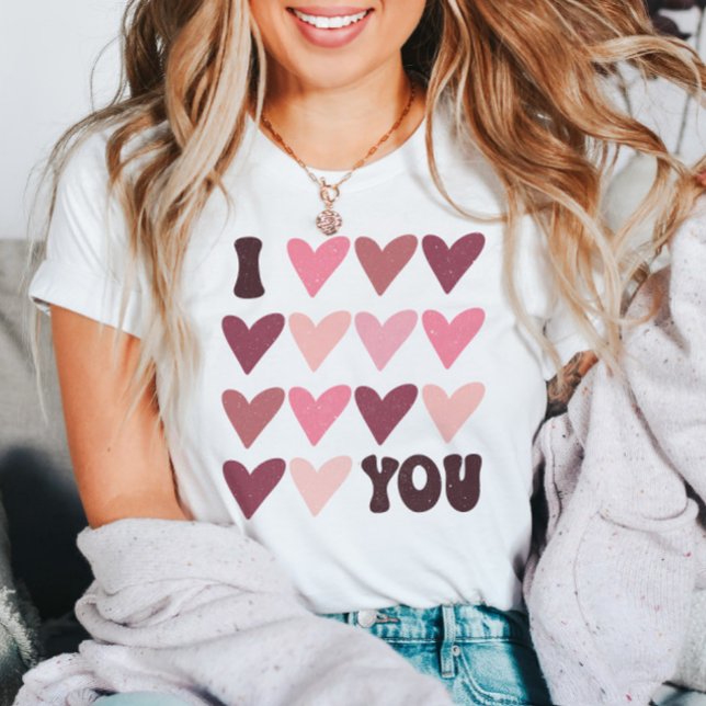 Simple Retro Valentine's Day Hearts Pink Modern T-Shirt (Creator Uploaded)