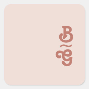 Simple Retro Vibes Blush Monogram Envelope Seals