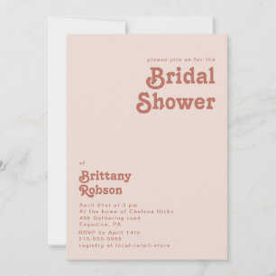 Simple Retro Vibes   Blush Pink Bridal Shower Invitation
