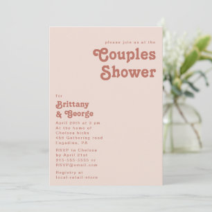 Simple Retro Vibes   Blush Pink Couples Shower Invitation