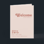 Simple Retro Vibes | Blush Pink Folded Wedding Program<br><div class="desc">This simple retro vibes | blush pink folded wedding program is perfect for your classic funky vintage earth tones wedding. The design features a minimalist hippie rustic boho font. The neutral southwest desert colour palette and earthy bohemian mid-century lettering combine for a perfect, minimal modern western destination design. Feel free...</div>