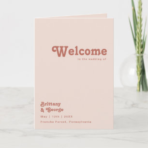 Simple Retro Vibes Blush Pink Folded Wedding Program