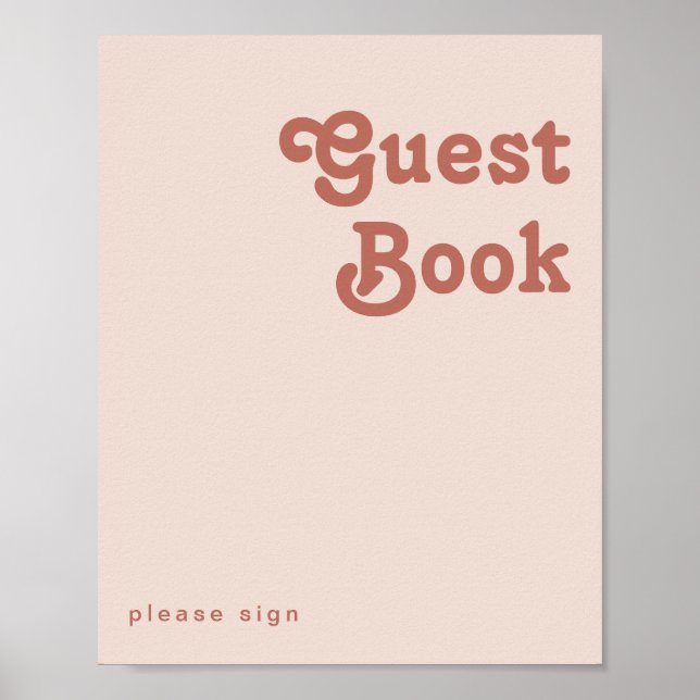 Simple Retro Vibes | Blush Pink Guest Book Sign (Front)