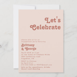 Simple Retro Vibes   Blush Pink Let's Celebrate Invitation