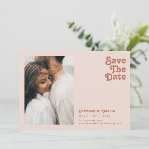Simple Retro Vibes   Blush Pink Photo Horizontal Save The Date