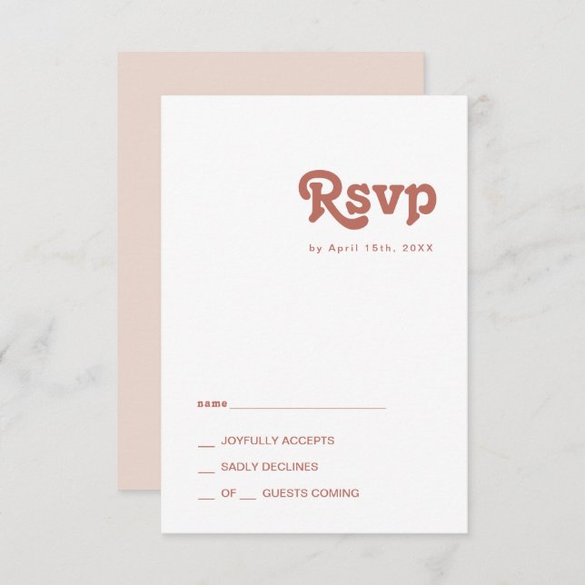 Simple Retro Vibes | Blush Pink RSVP Card (Front/Back)