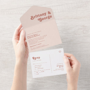 Simple Retro Vibes   Blush Pink Seal and Send All In One Invitation