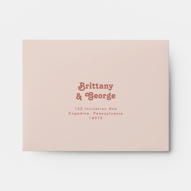 Simple Retro Vibes Blush Pink Self Addressed RSVP Envelope (Front)