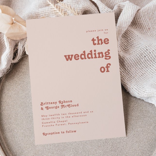 Simple Retro Vibes | Blush Pink The Wedding Of Invitation (Creator Uploaded)