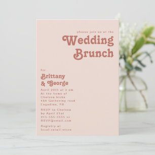 Simple Retro Vibes   Blush Pink Wedding Brunch Invitation