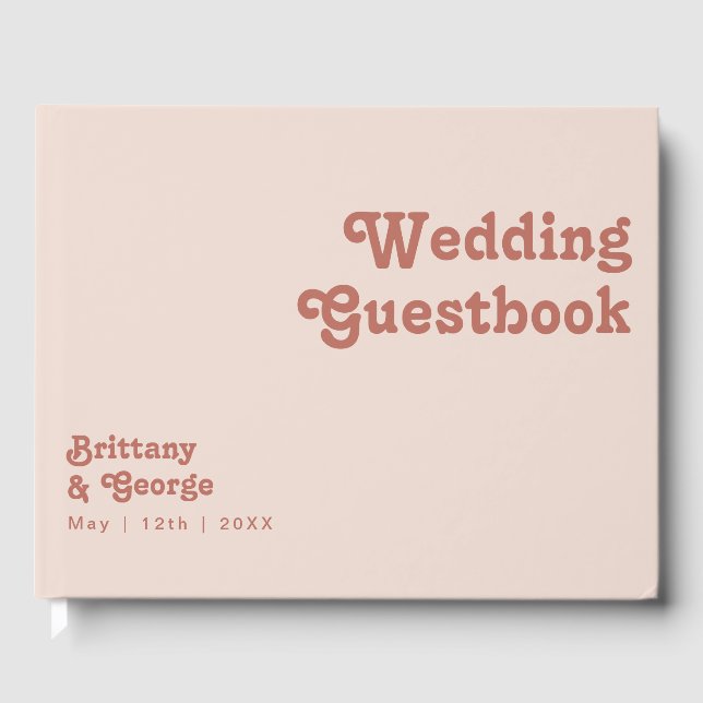 Simple Retro Vibes | Blush Pink Wedding Guestbook (Front)
