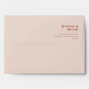 Simple Retro Vibes   Blush Pink Wedding Invitation Envelope