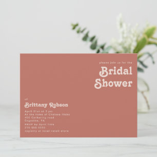 Simple Retro Vibes   Old Rose Bridal Shower Invitation