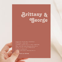 Simple Retro Vibes | Old Rose Wedding Invitation