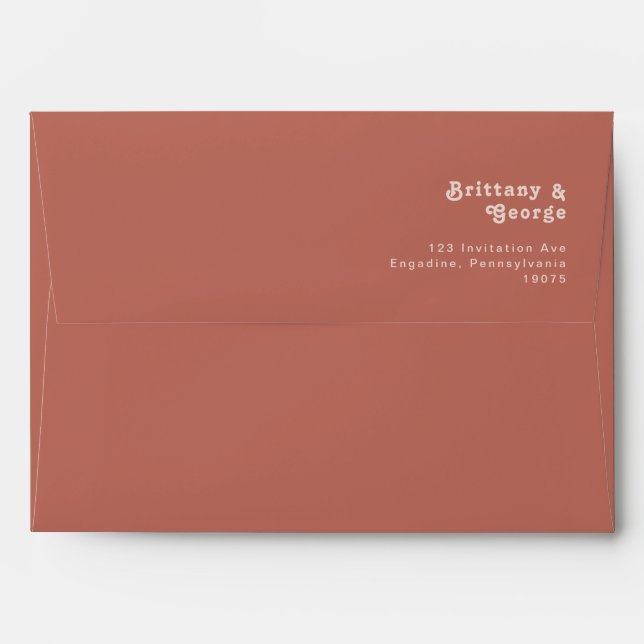 Simple Retro Vibes | Old Rose Wedding Invitation Envelope (Back (Top Flap))