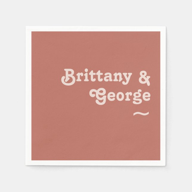 Simple Retro Vibes | Old Rose Wedding Napkins (Front)
