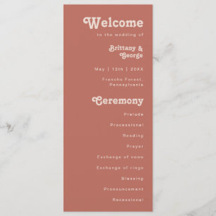 Simple Retro Vibes   Old Rose Wedding Program