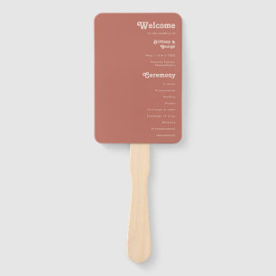Simple Retro Vibes Old Rose Wedding Program Hand Fan