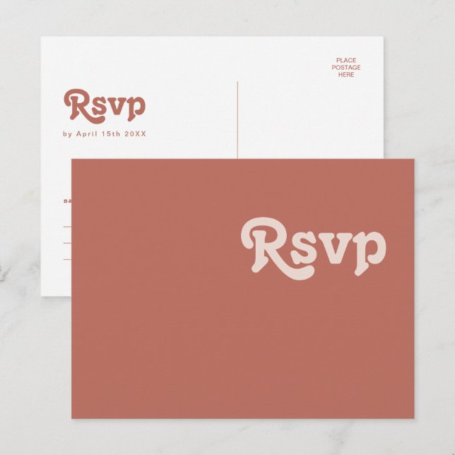 Simple Retro Vibes | Old Rose Wedding RSVP Postcard (Front/Back)