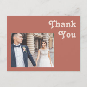 Simple Retro Vibes   Old Rose Wedding Thank You Po Postcard