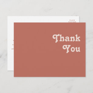 Simple Retro Vibes   Old Rose Wedding Thank You Postcard
