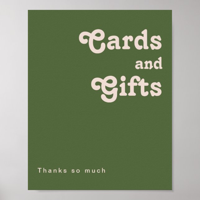 Simple Retro Vibes | Olive Green Cards and Gifts Poster (Front)
