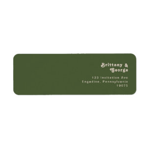 Simple Retro Vibes   Olive Green Return Address Label
